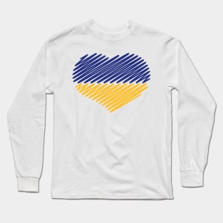 Ukraine Heart (Flag / Blue - Yellow) Long Sleeve T-Shirt